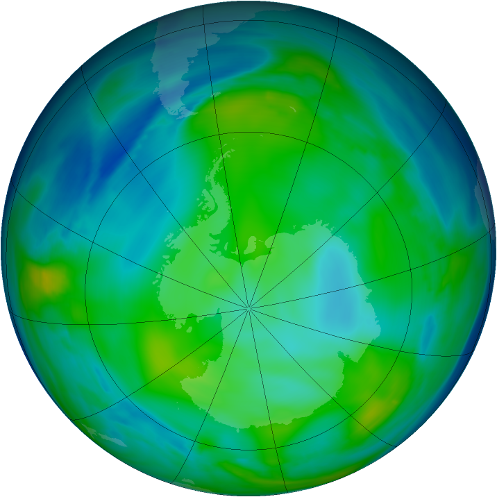 Antarctic ozone map for 23 June 2006